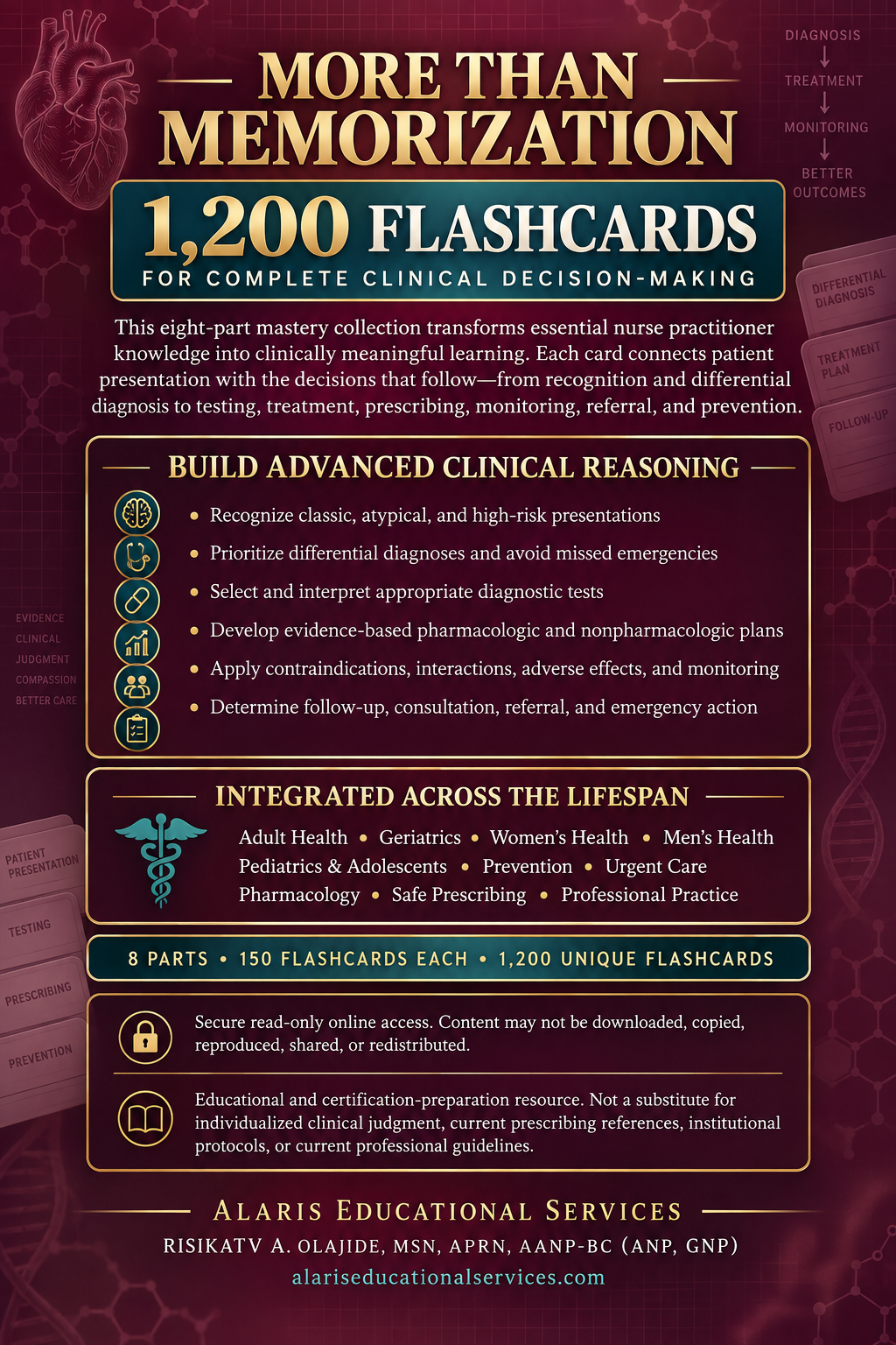 ALARIS NP ADVANCED CLINICAL REASONING, DIAGNOSIS, TREATMENT & SAFE PRESCRIBING FLASHCARD MASTERY COLLECTION - Image 2